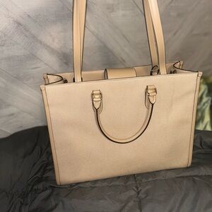 Coach Beige Leather Tote Bag